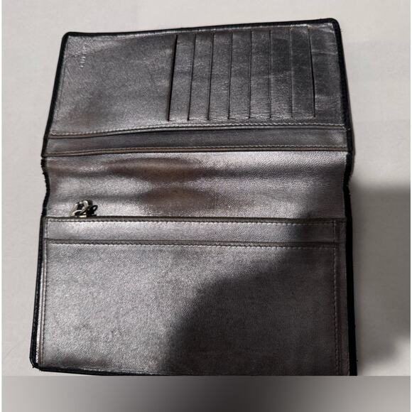 Vintage Chanel Black Leather Wallet with Silver \Logo, 7x4 inches, Bifold Design - Picture 3 of 12
